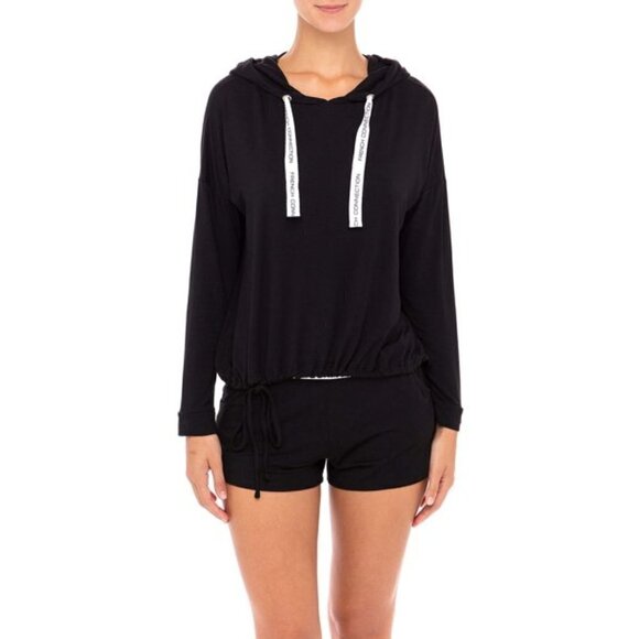 French Connection Womens loungewear BNWOT sz medium Black hooded top - Picture 1 of 6
